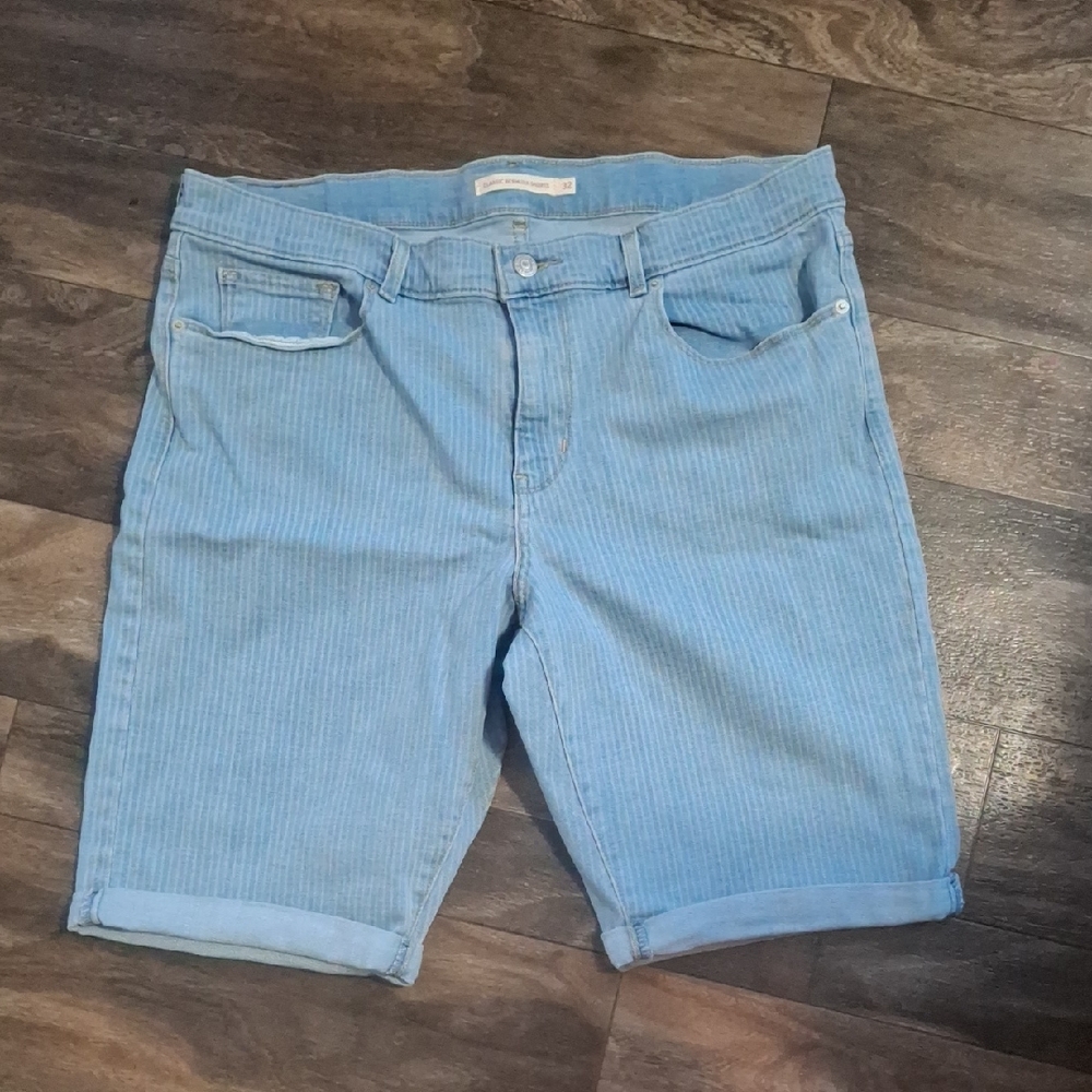 Levi's Light Blue Striped Jean Shorts